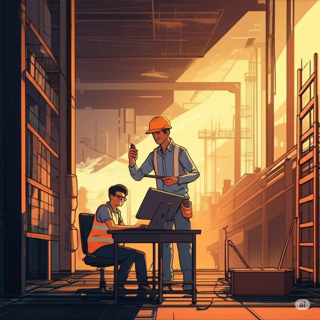 Obreros trabajando en la construcción del sitio web